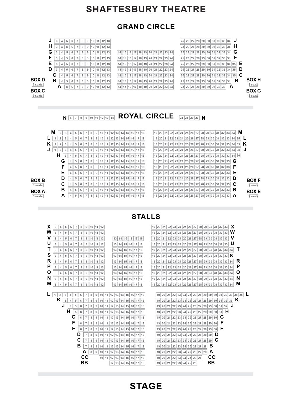 Seating Plan > Shaftesbury Theatre